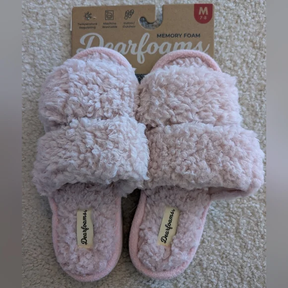 NWT Women's Open Toe Pink Dearfoams Slippers Size 7/8 - Picture 1 of 2
